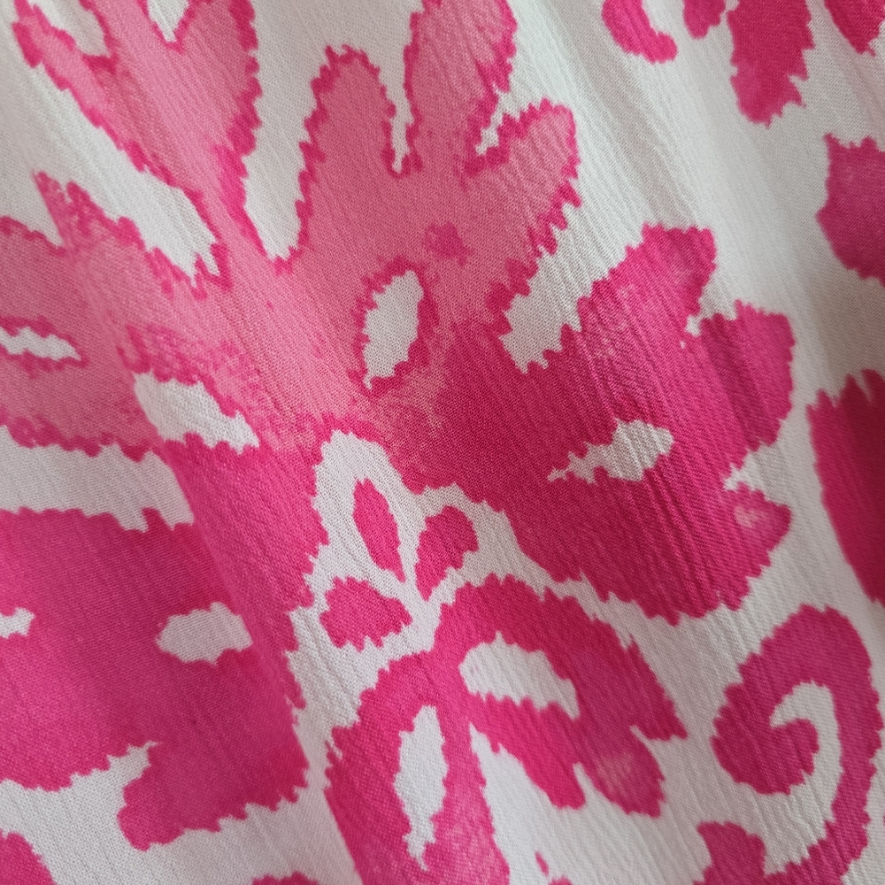 Breezy INC Blouson-Sleeve Garden Party Ladder Stitch Peasant Top Clear‎ Pink - Picture 4 of 7